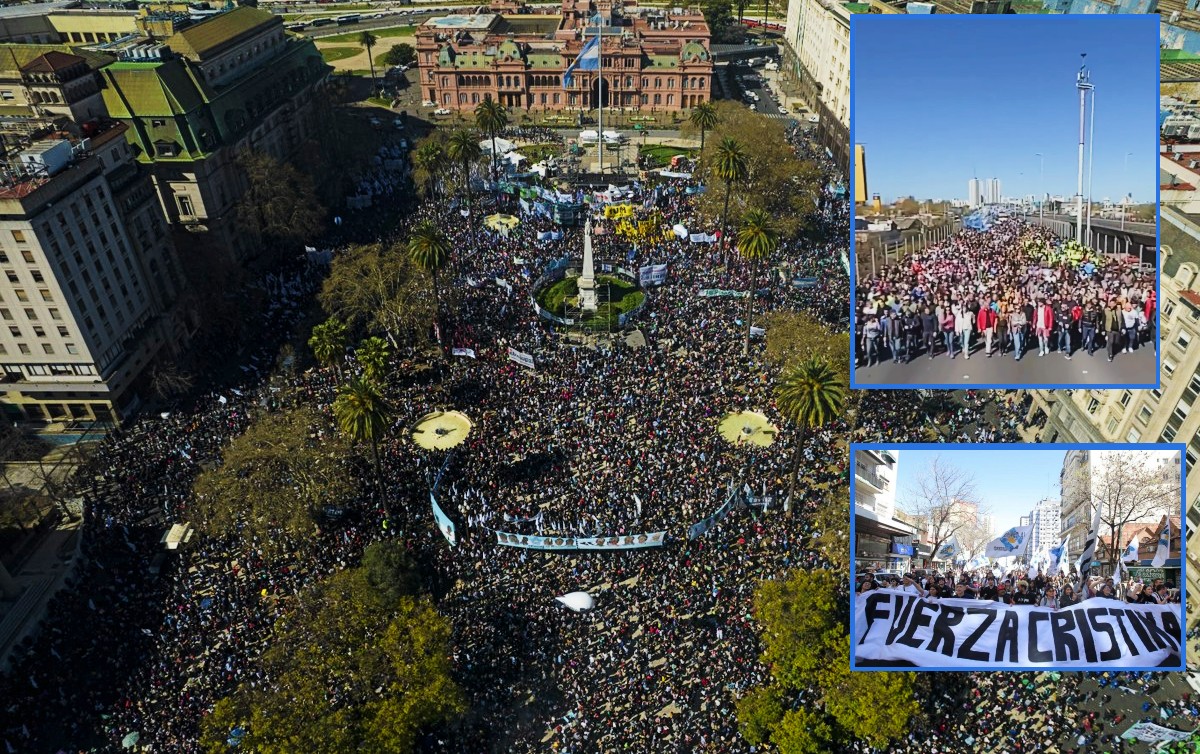 Milhares de argentinos tomam as ruas por democracia, contra o ódio político e por Cristina Kirchner