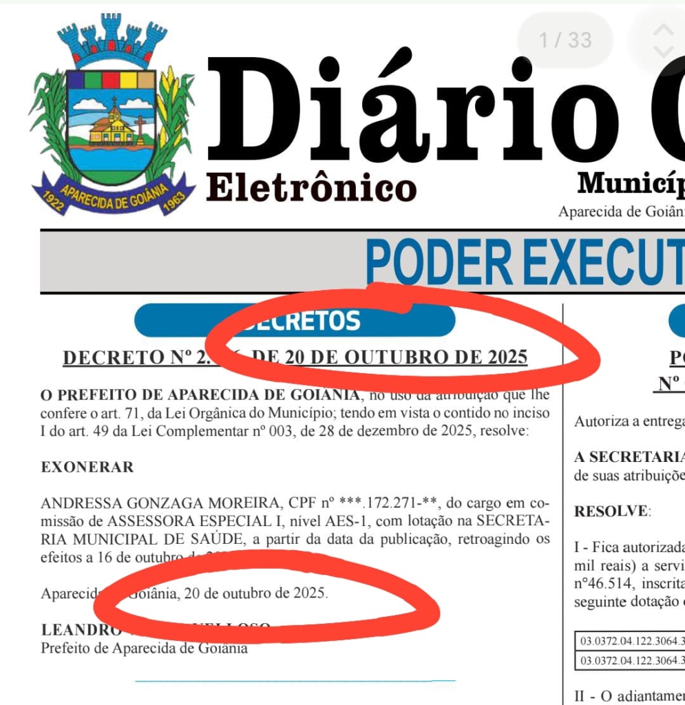 decreto de exoneracao de servidora do pix